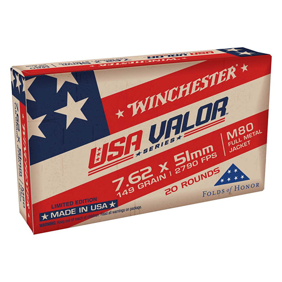 WIN USA VALOR 7.62X51 M80 149GR FMJ 20/25 - Sale